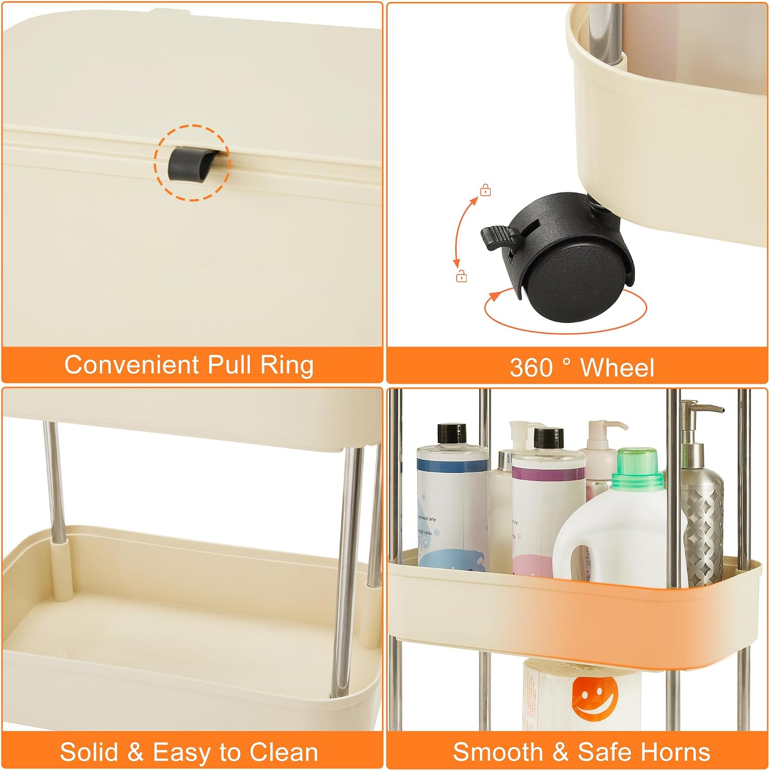 Multi Layer Dry Wet Separation Storage Cart with Wheels