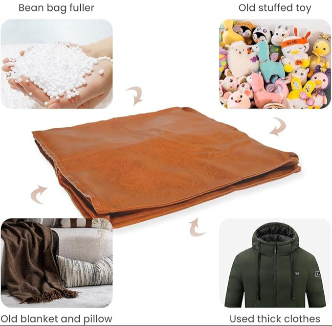 Unstuffed Ottoman PU Leather Pouf cum Footrest Cushion