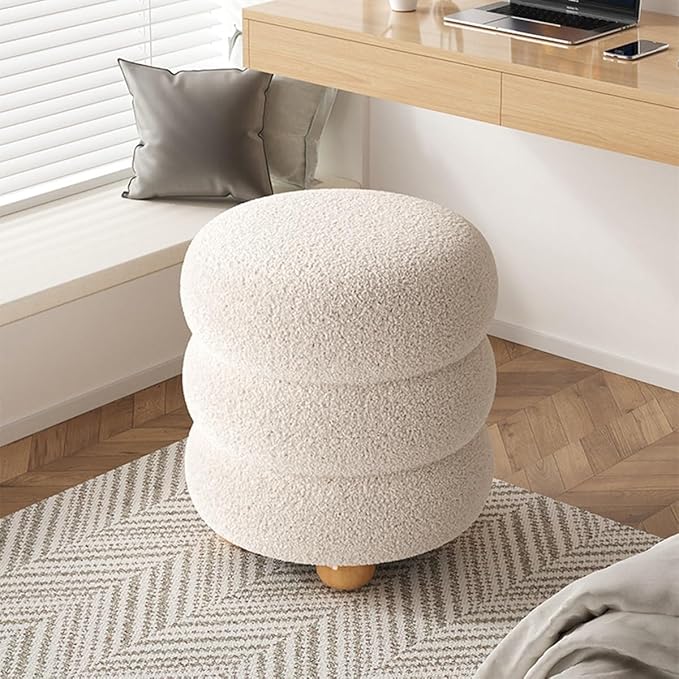 Multipurpose Velvet Ottoman Footstool with Wooden Base