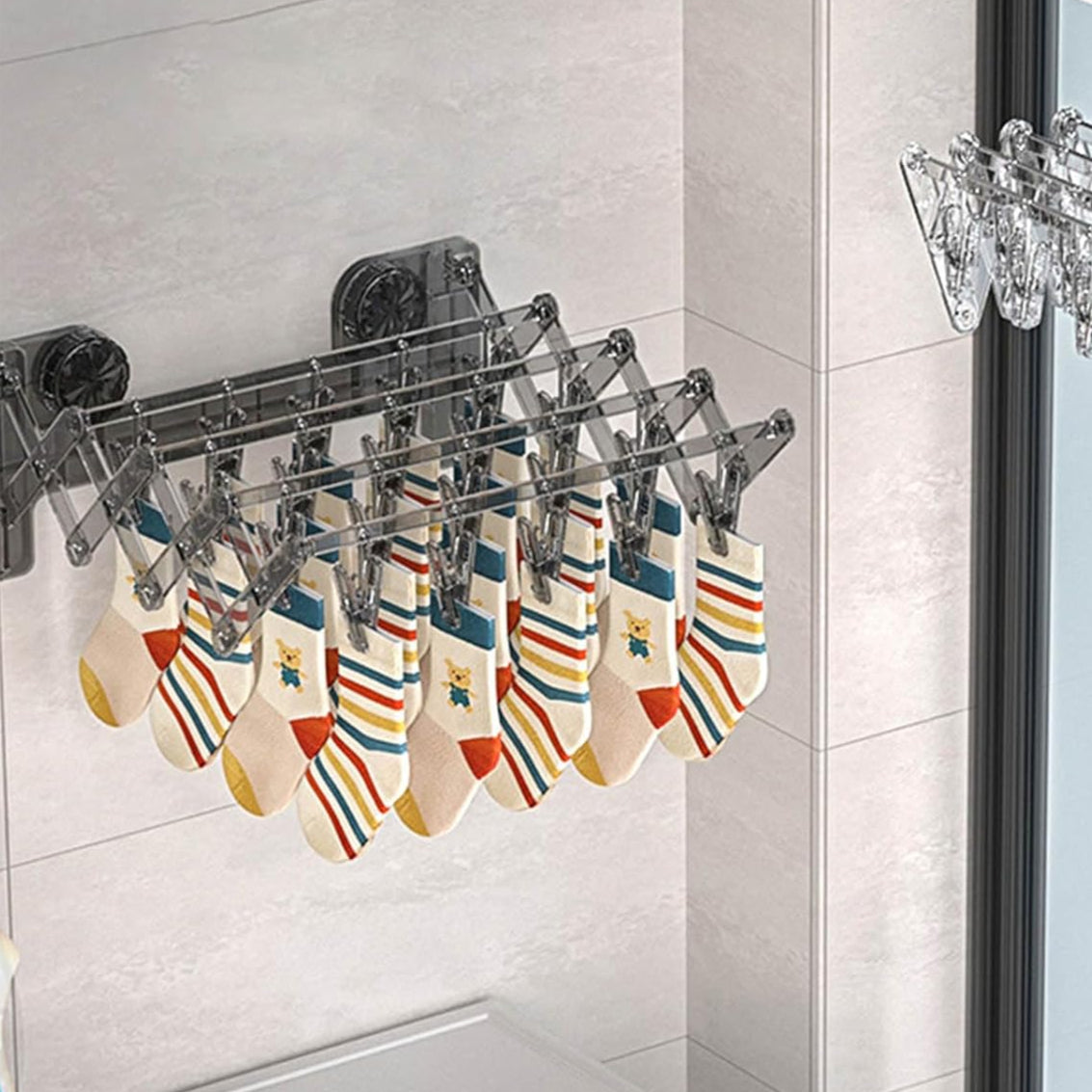 Homero Foldable Sock Drying Rack with Suction Cup Space Saving Design