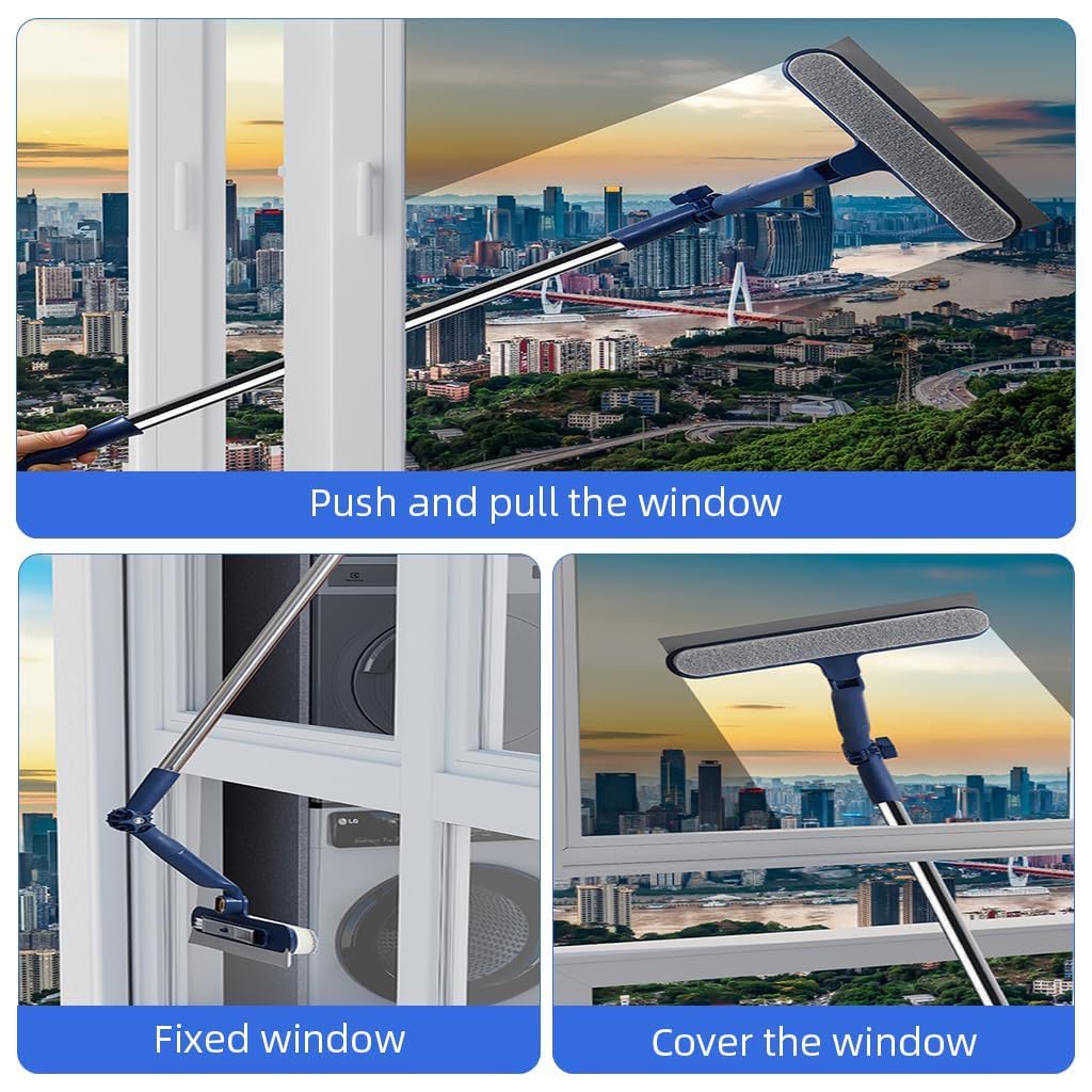 2 in 1 Window Cleaning Squeegee with Microfiber Wiper