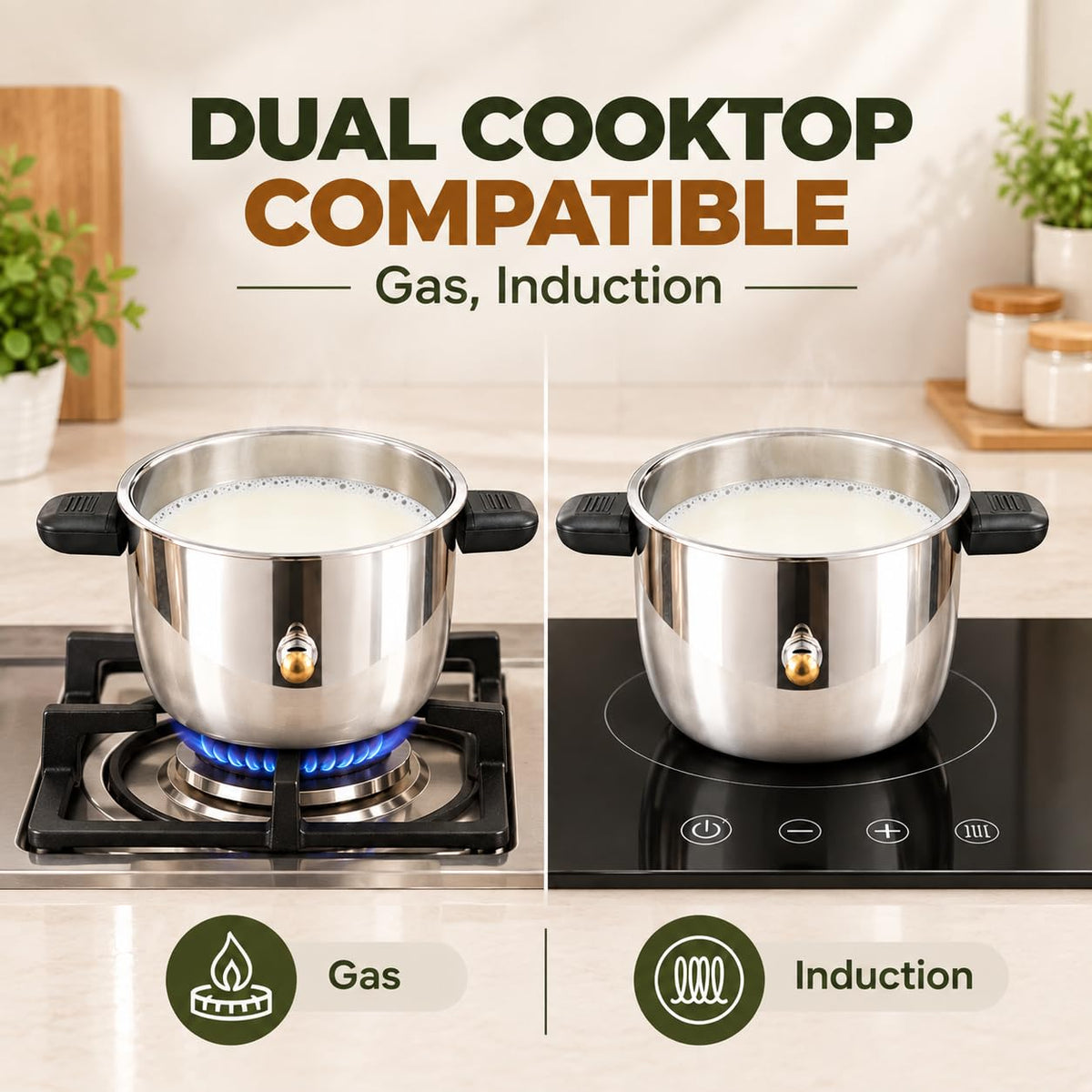 Double Wall Stainless Steel Whistling Milk Boiler