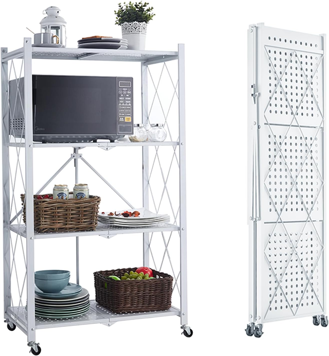 Multi-Use Heavy Duty Foldable Storage Shelf with Wheels