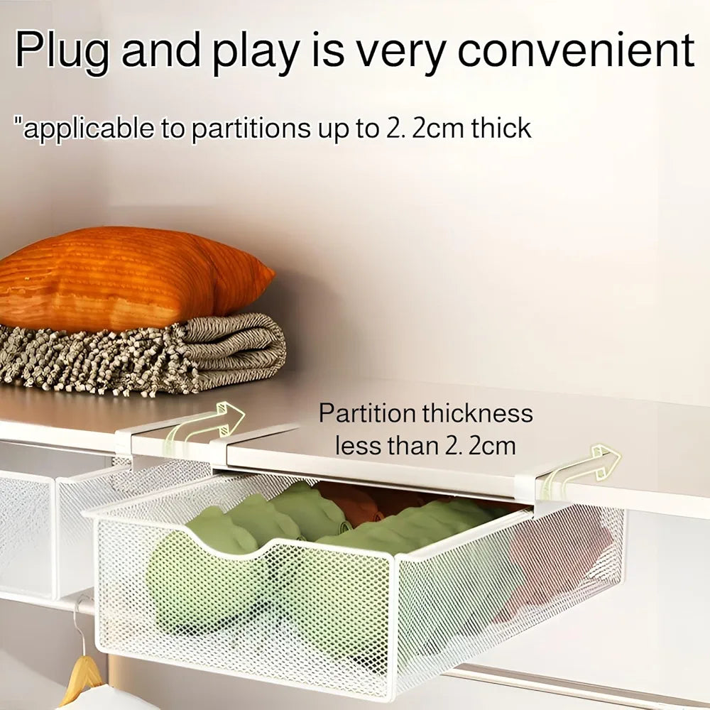 HOMERO Closet Pull Out Basket Smooth Sliding Drawer Organizer