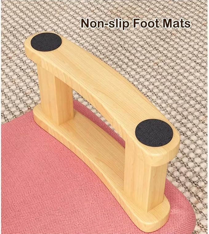 Rectangular Stool with Solid Wood Support Legs