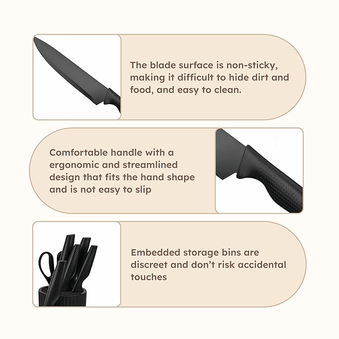 HOMERO Premium Stainless Steel Kitchen Knife Set With Universal Block