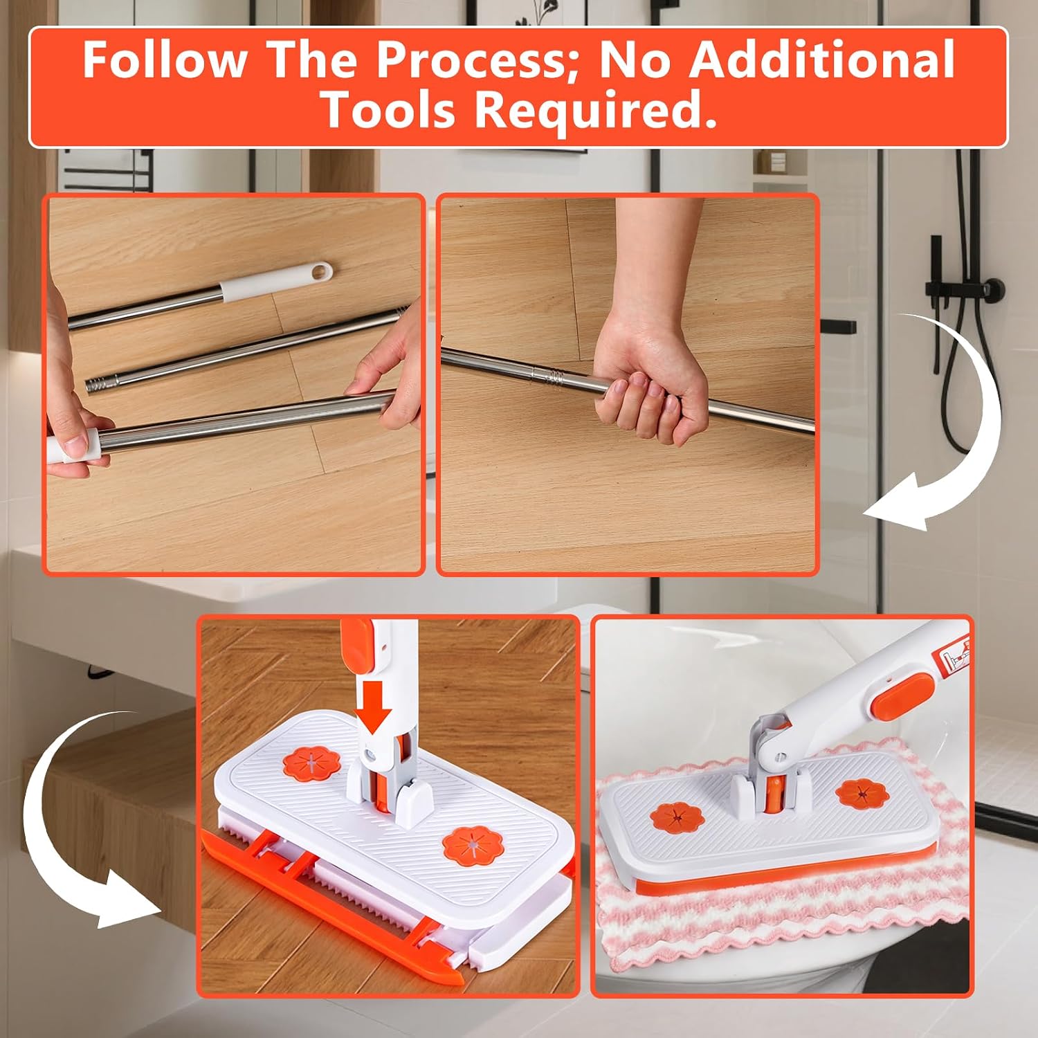 Dry Wet Cleaning Floor Mop with Flexible Clip and Washable Cloth