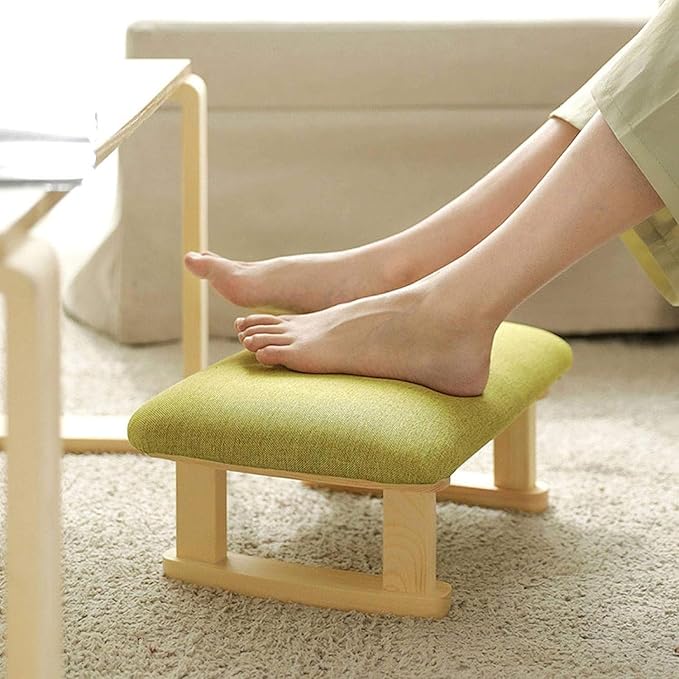 Rectangular Stool with Solid Wood Support Legs