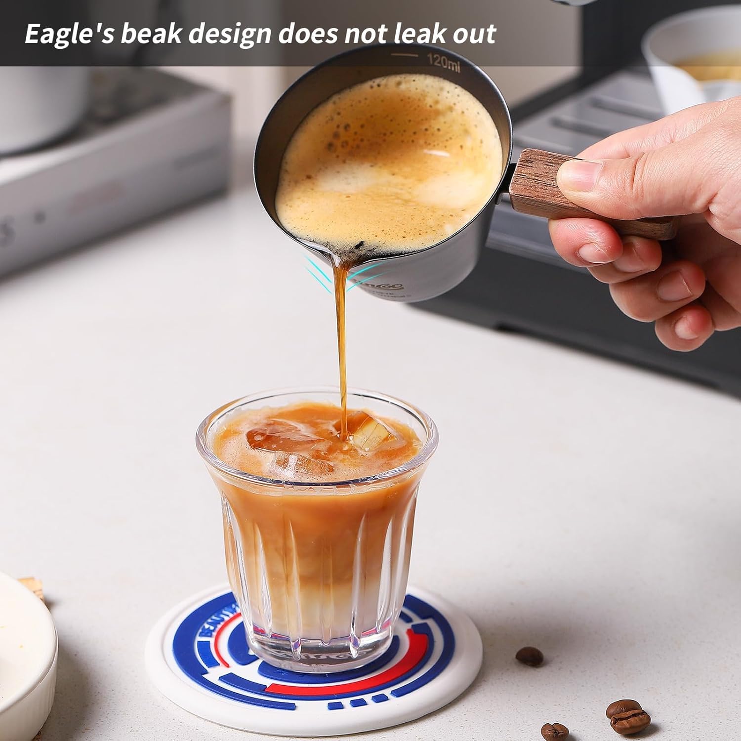 Homero Stainless Steel Espresso Shot Cup with Wooden Handle