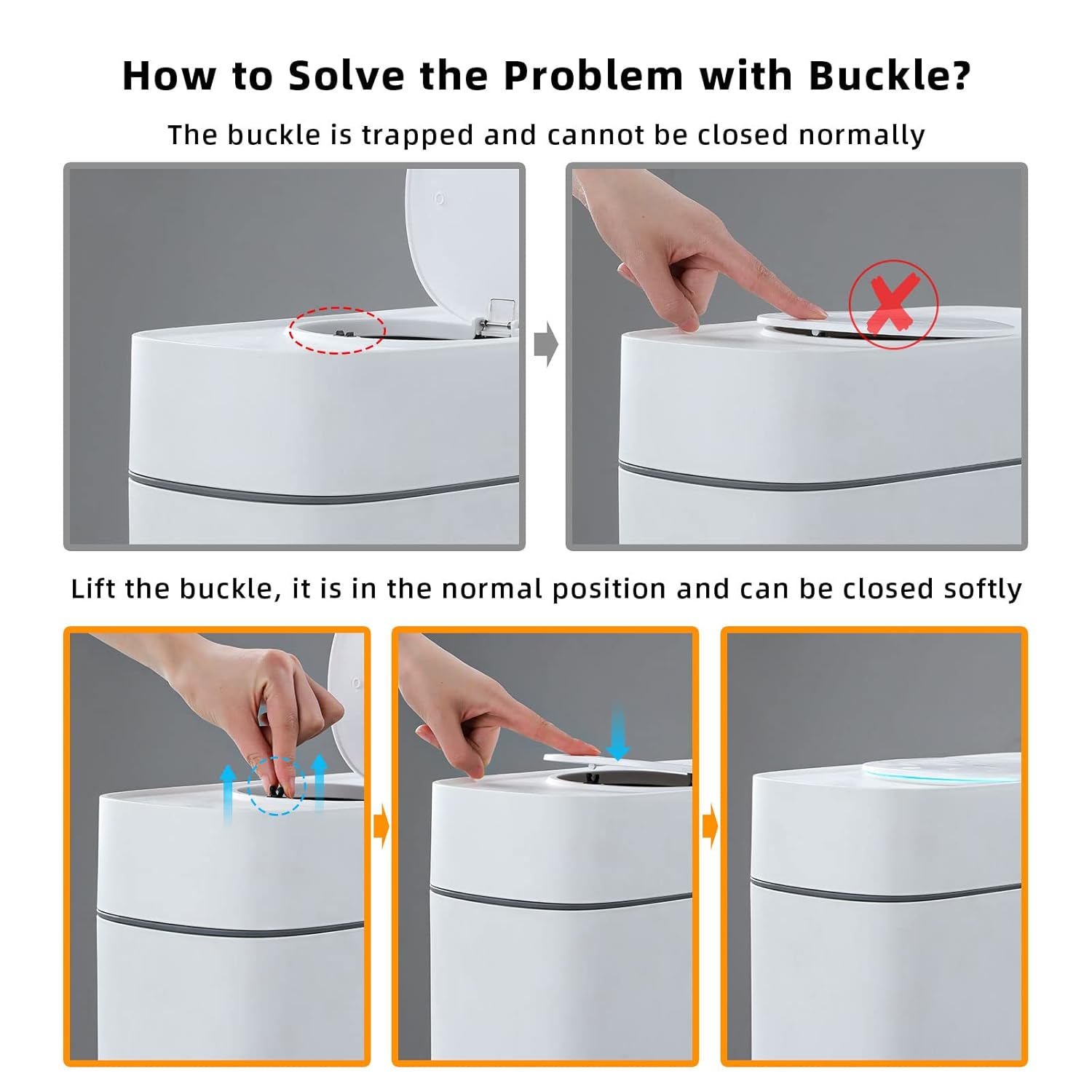 HOMERO Multi-Use Slim Design Press-Lid Trash Can - 14L Capacity