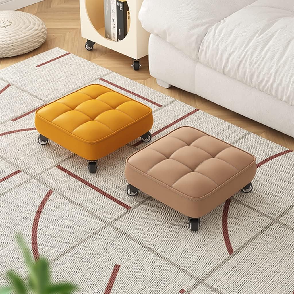 Multi Purpose Low Rolling Stool Cushioned Seat with Swivel Wheels