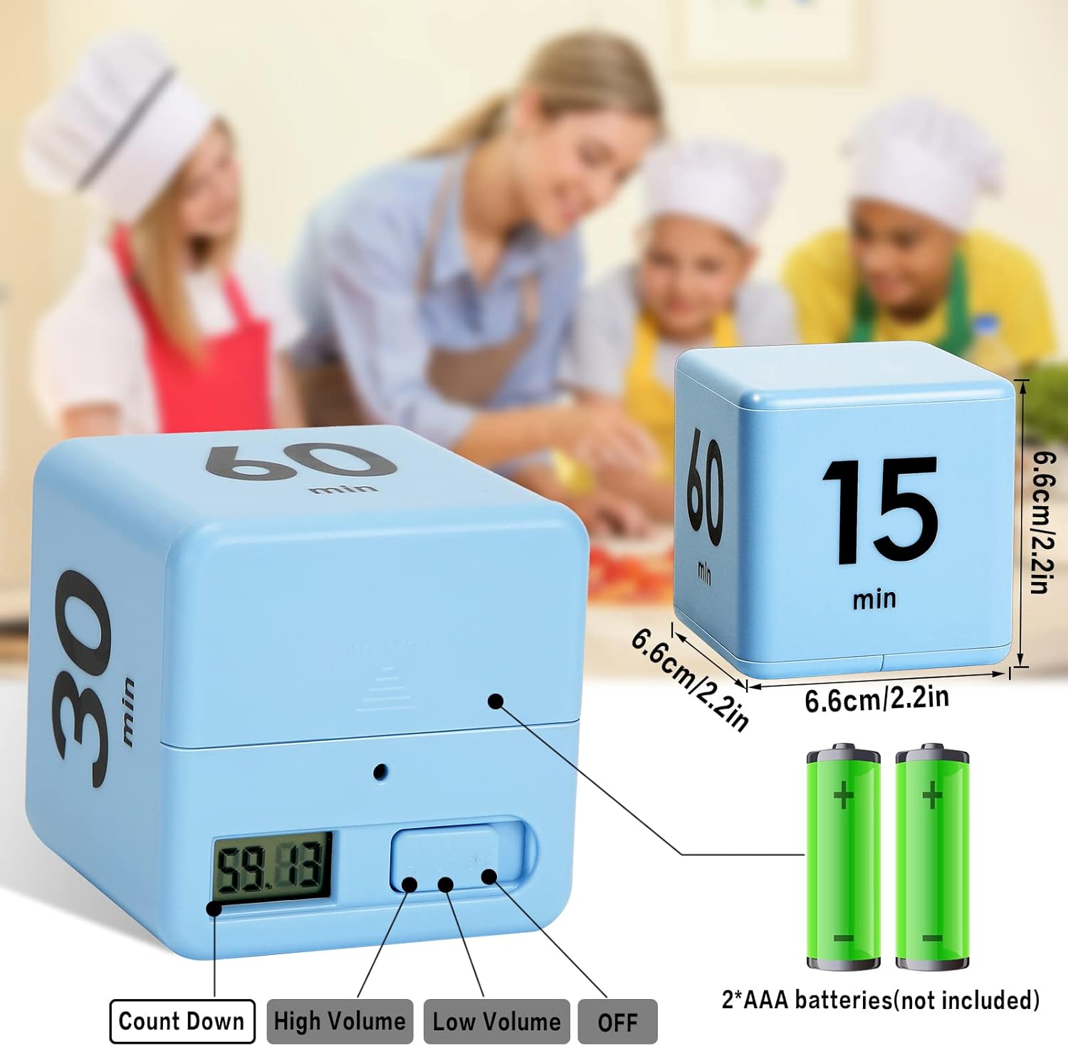 HOMERO Smart Cube Timer with Gravity Sensor (15-60 Minutes)