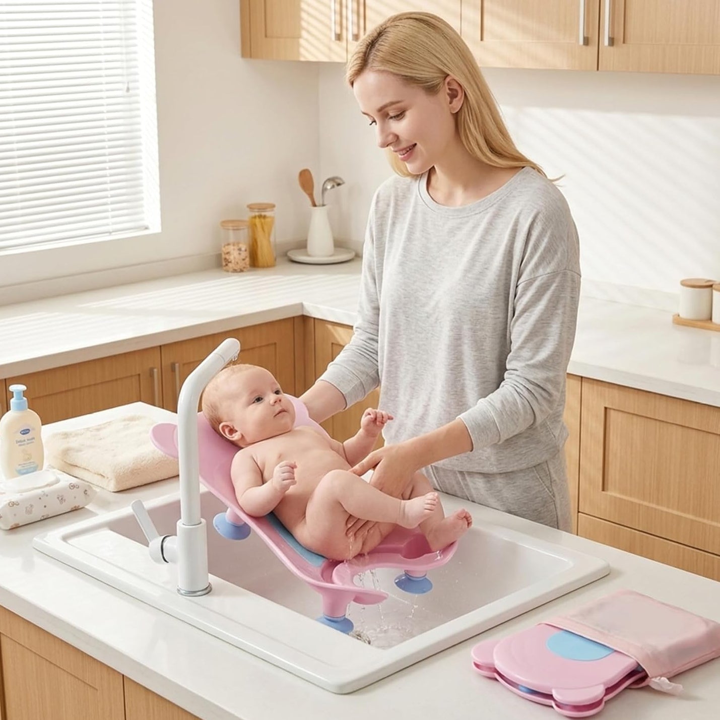 Ergonomic Infant Baby Butt Washing Foldable Basin
