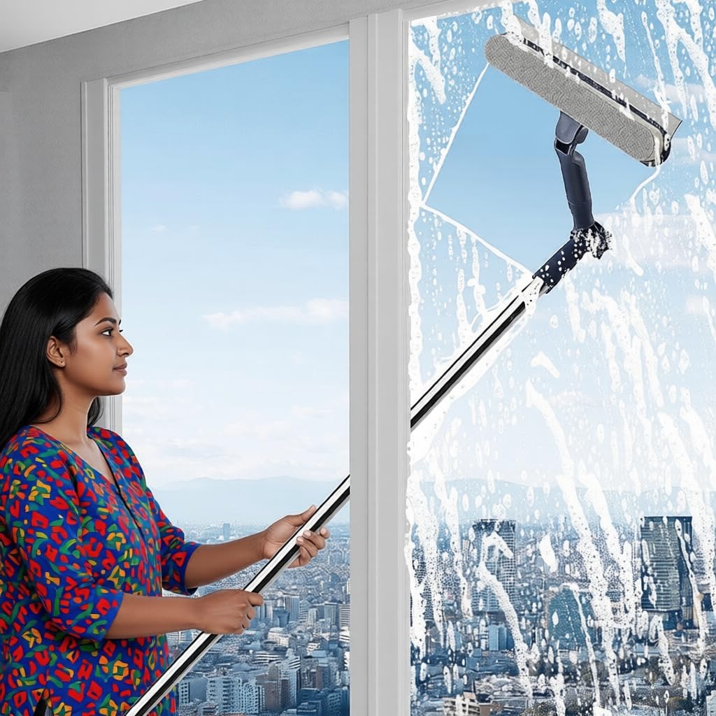 2 in 1 Extendable Window Cleaner Squeegee Wiper - 120cm