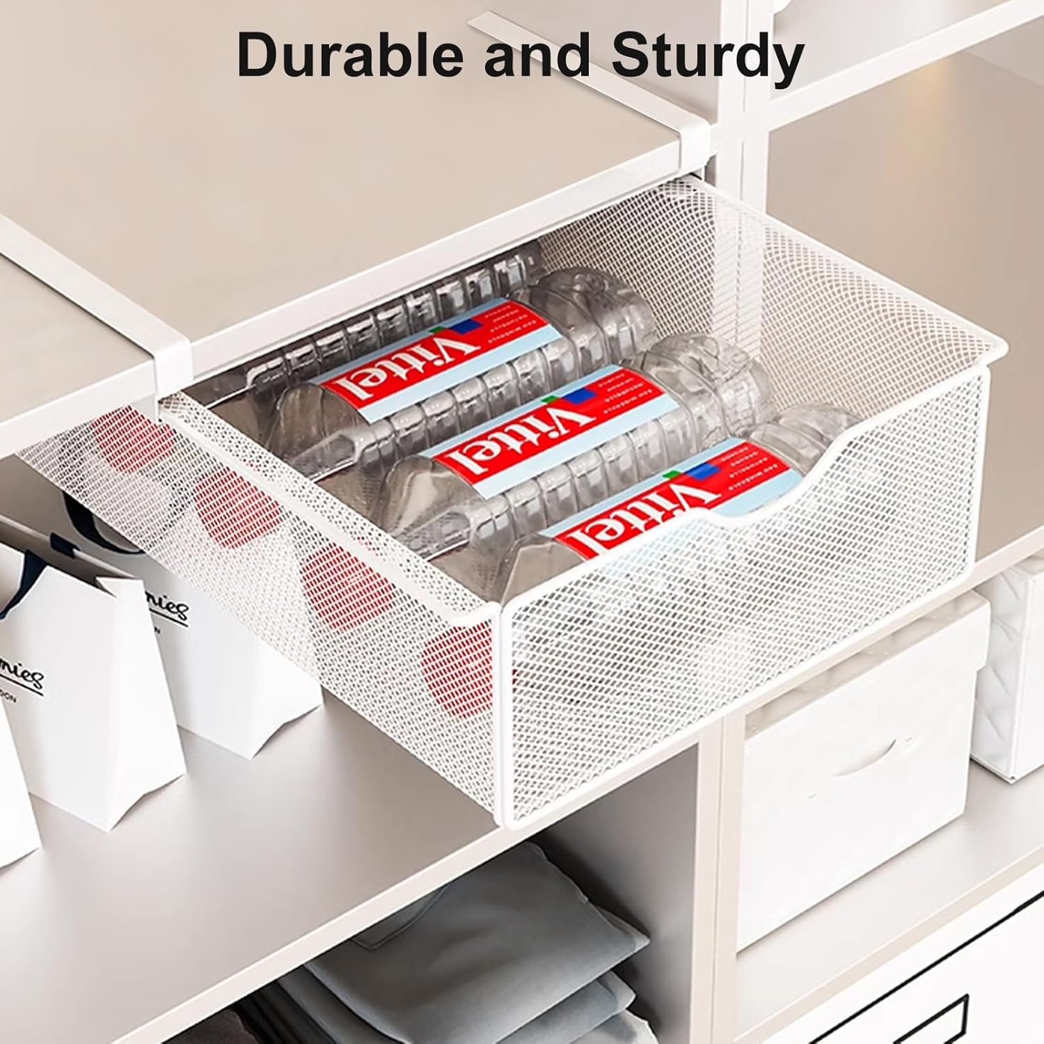 HOMERO Closet Pull Out Basket Smooth Sliding Drawer Organizer