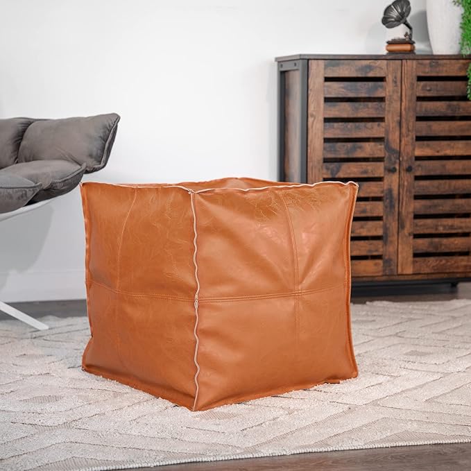 Unstuffed Ottoman PU Leather Pouf cum Footrest Cushion