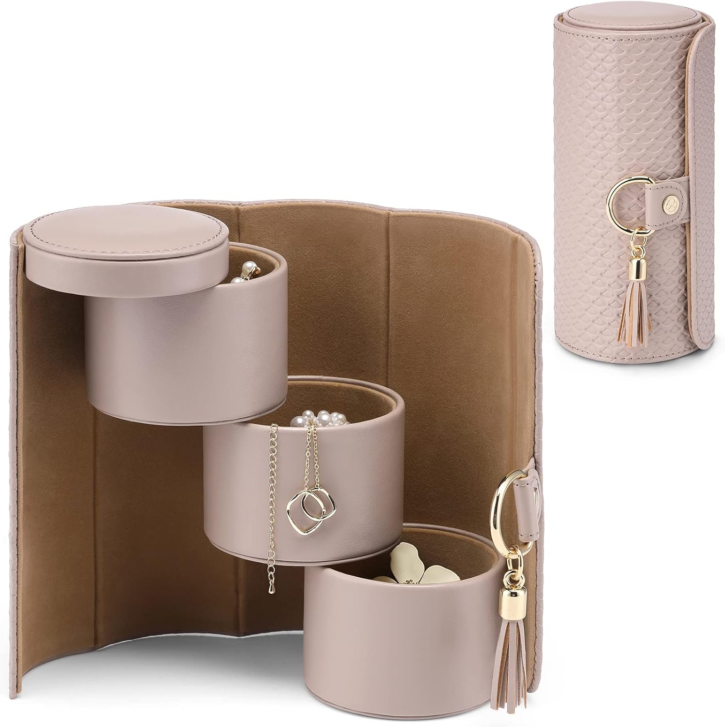 Homero Stylish and Portable 3-Layer Foldable Jewellery Case