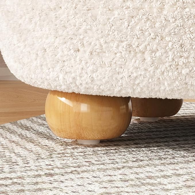 Multipurpose Velvet Ottoman Footstool with Wooden Base