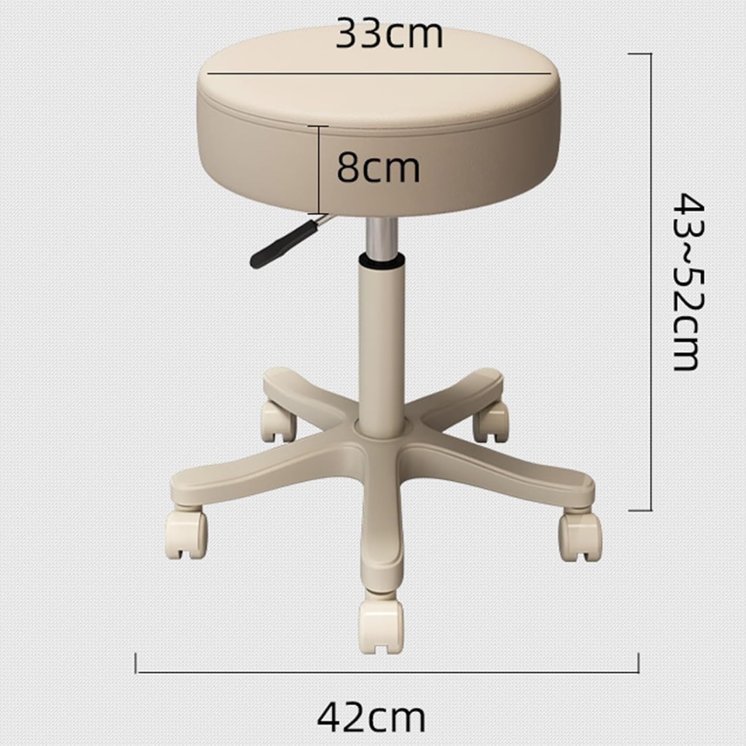 Height Adjustable Soft Cushioned Seat Rolling Stool