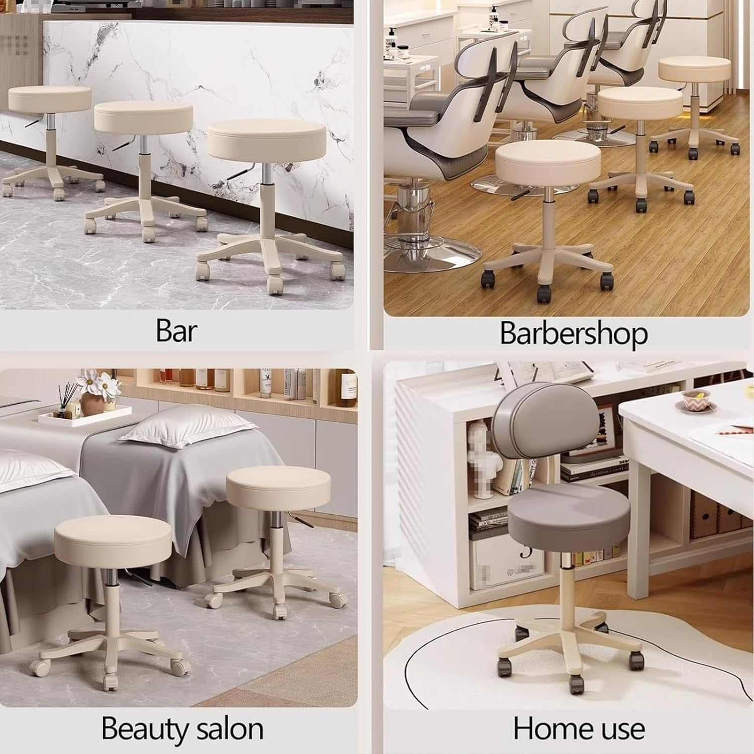 Height Adjustable Soft Cushioned Seat Rolling Stool