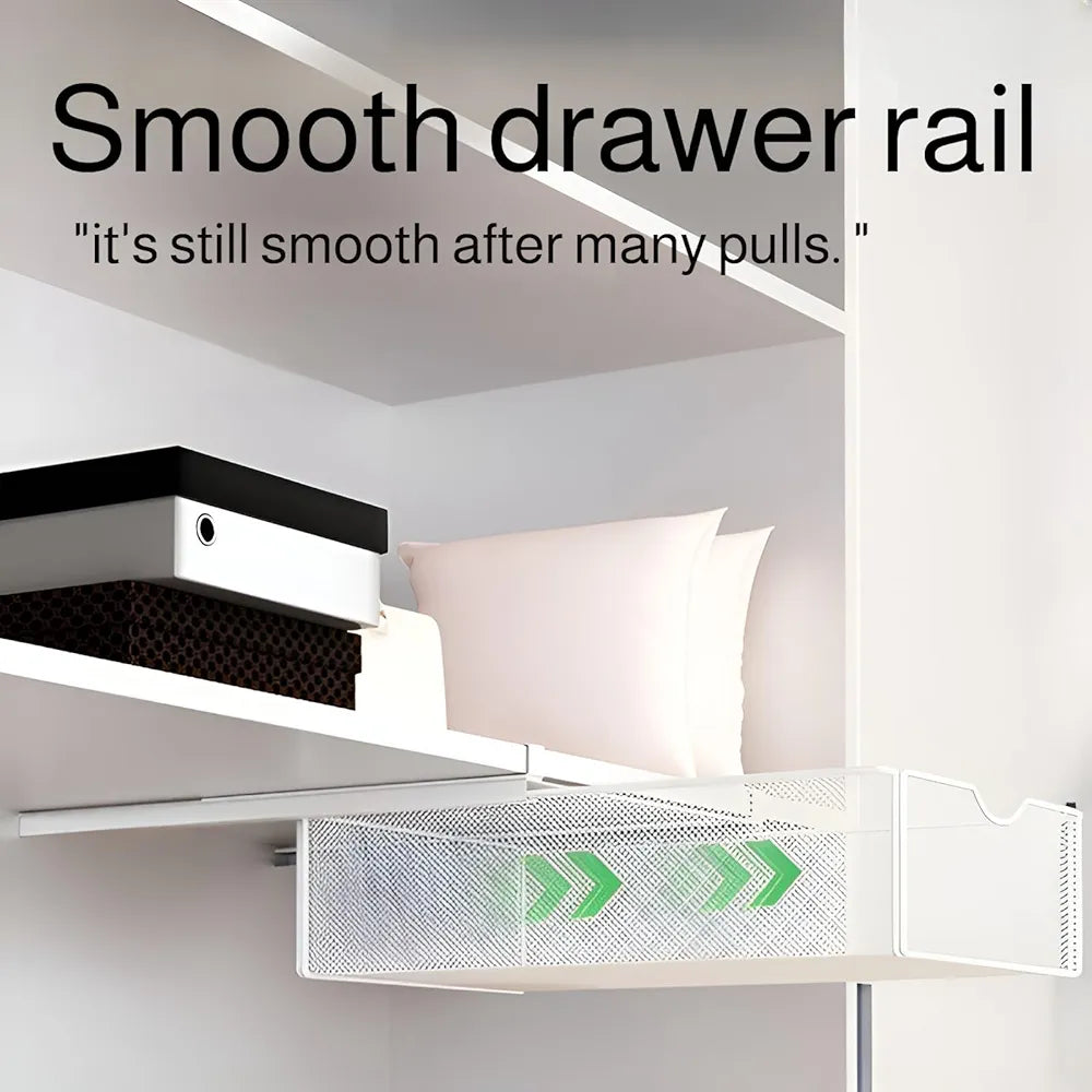 HOMERO Closet Pull Out Basket Smooth Sliding Drawer Organizer