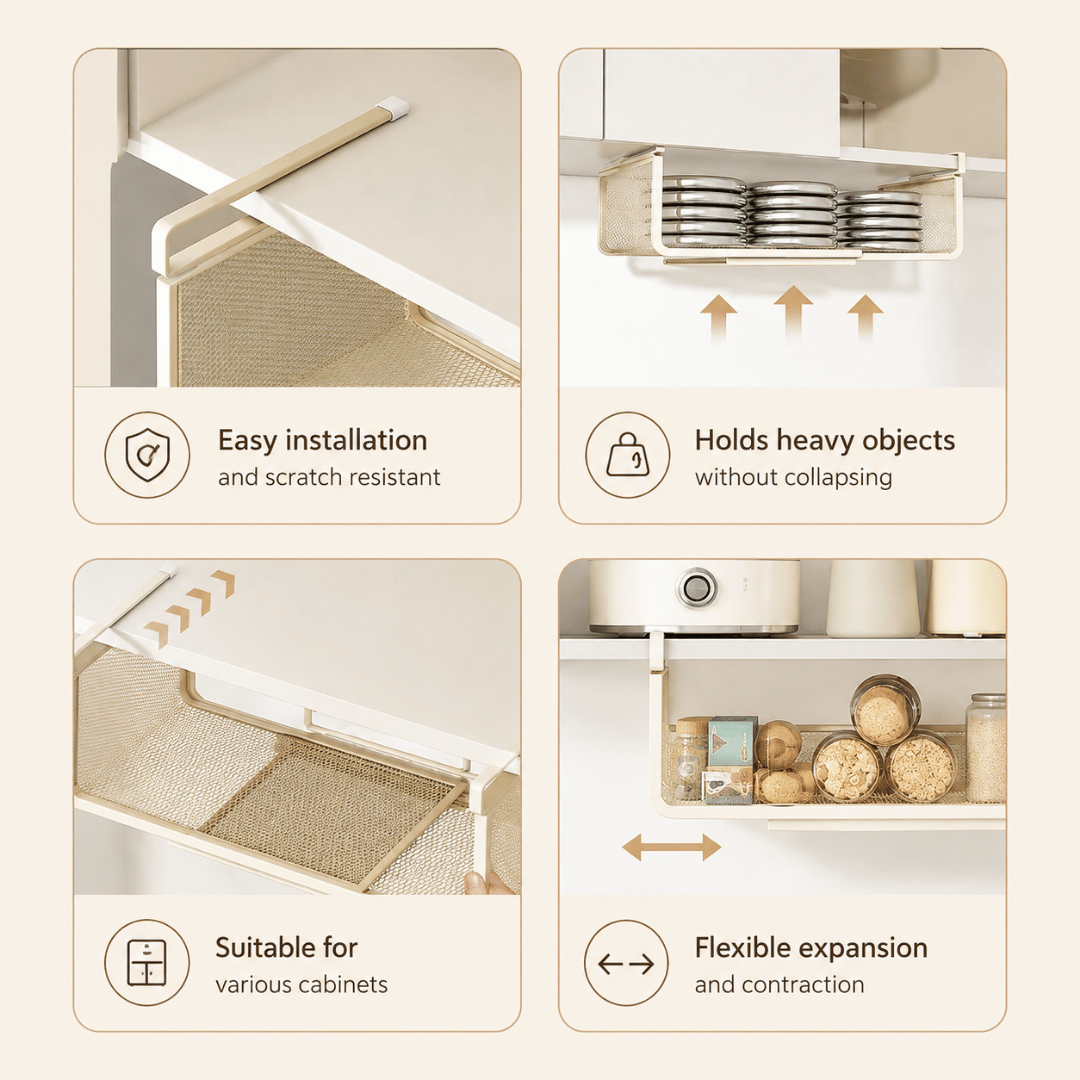 Homero Under Cabinet Expandable Storage Shelf Organizer