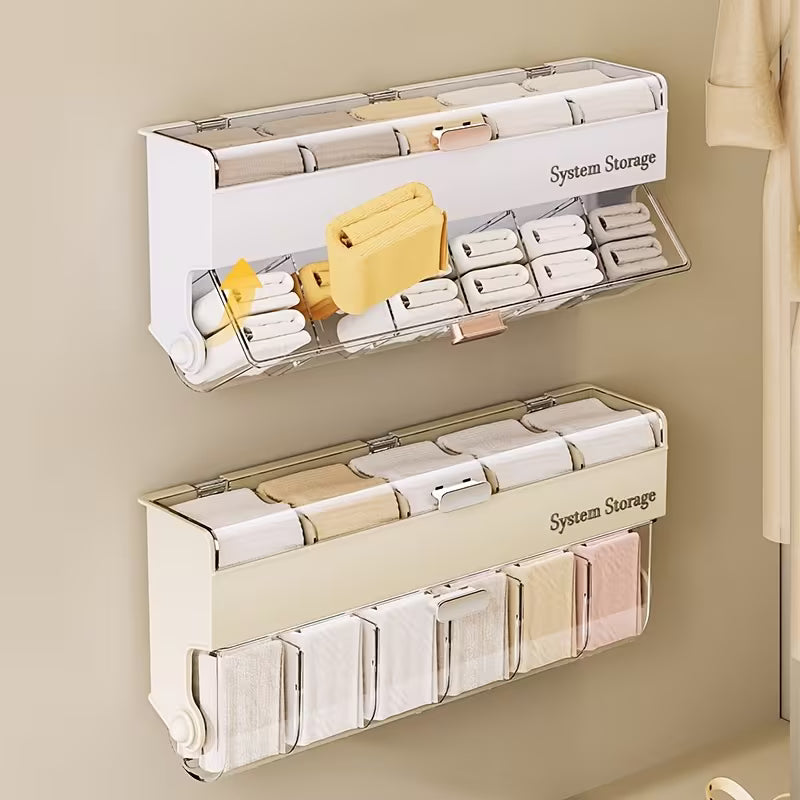 Wall Mounted Underwear and Socks Storage Organizer with Transparent Flip Lid
