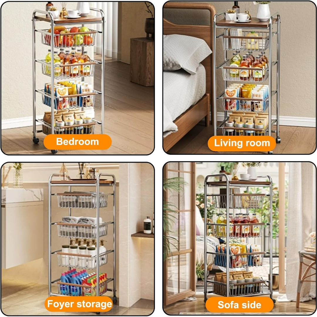 HOMERO Multi Tier Rolling Utility Storage Cart with Wheels - 5 Layer