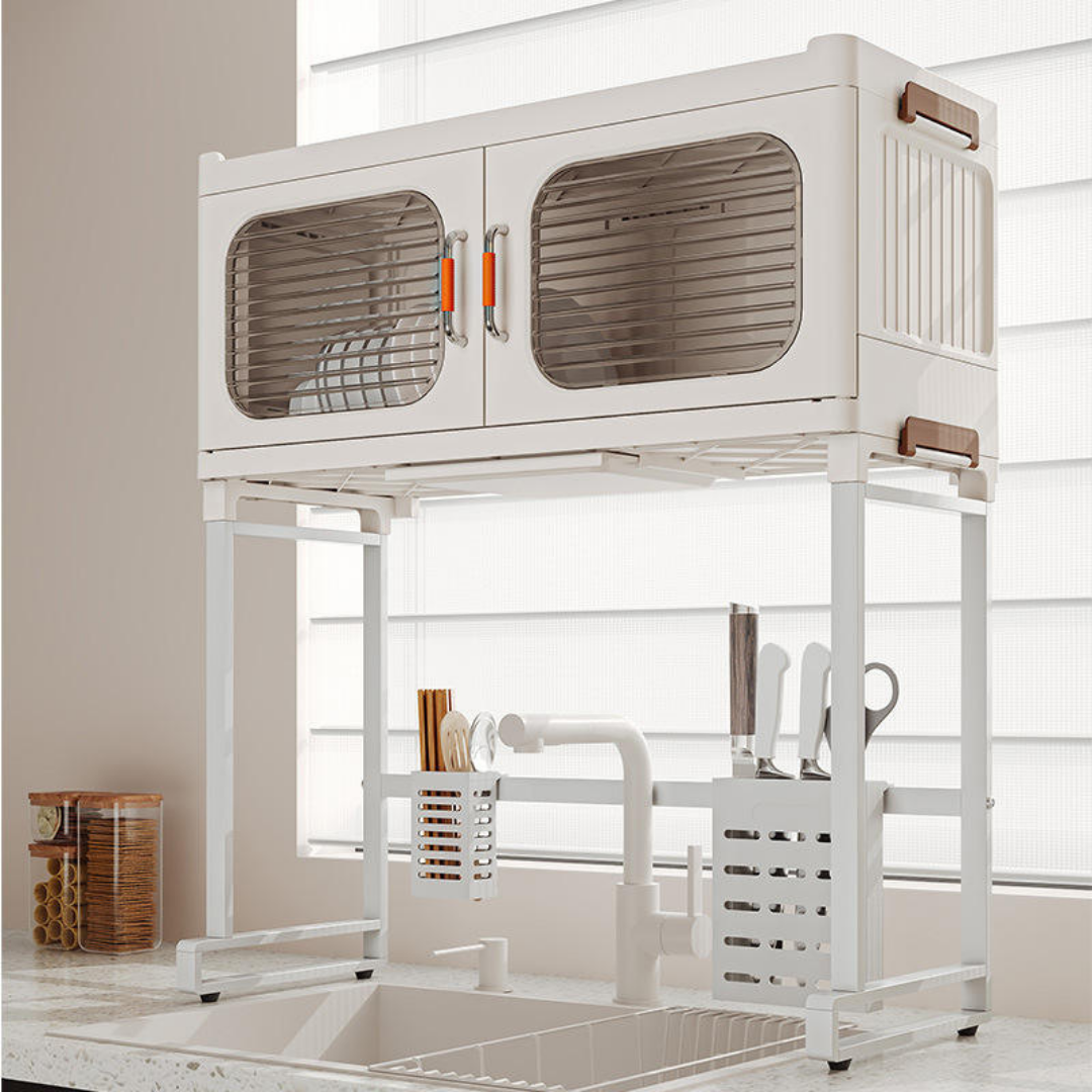 HOMERO Modern Kitchen Dish Drying Storage Shelf with Doors