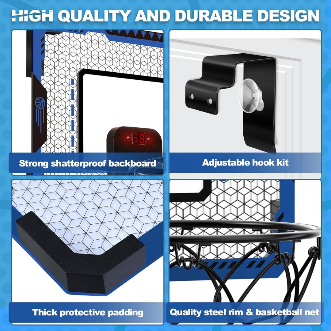 HOMERO Mini Indoor Door Mount Basketball Hoop Set with Electronic Scoreboard