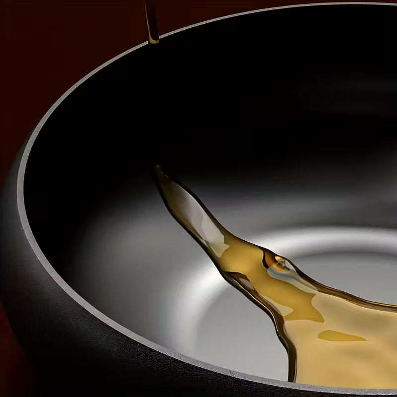 Homero Premium Iron Frying Wok Pan with Glass Lid - 24CM Black