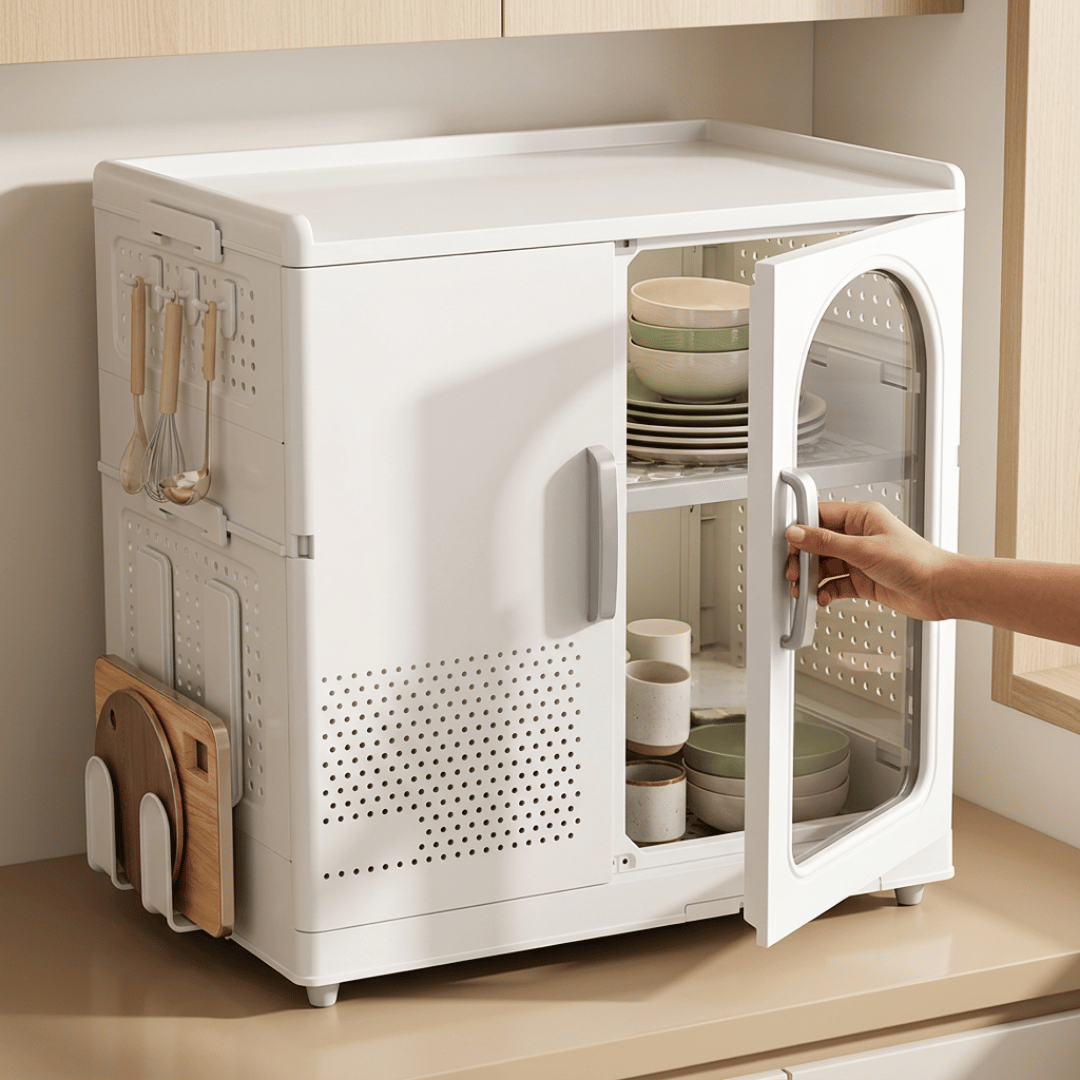 Homero All-in-One Magnetic Double Door Smart Space Utensils Storage Cabinet