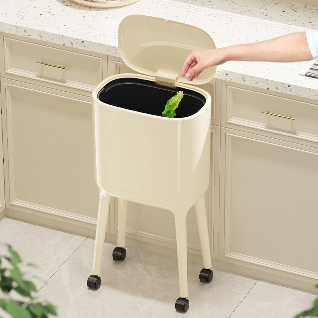 HOMERO Nordic Style High Foot Push Lid Trash Can - 16L