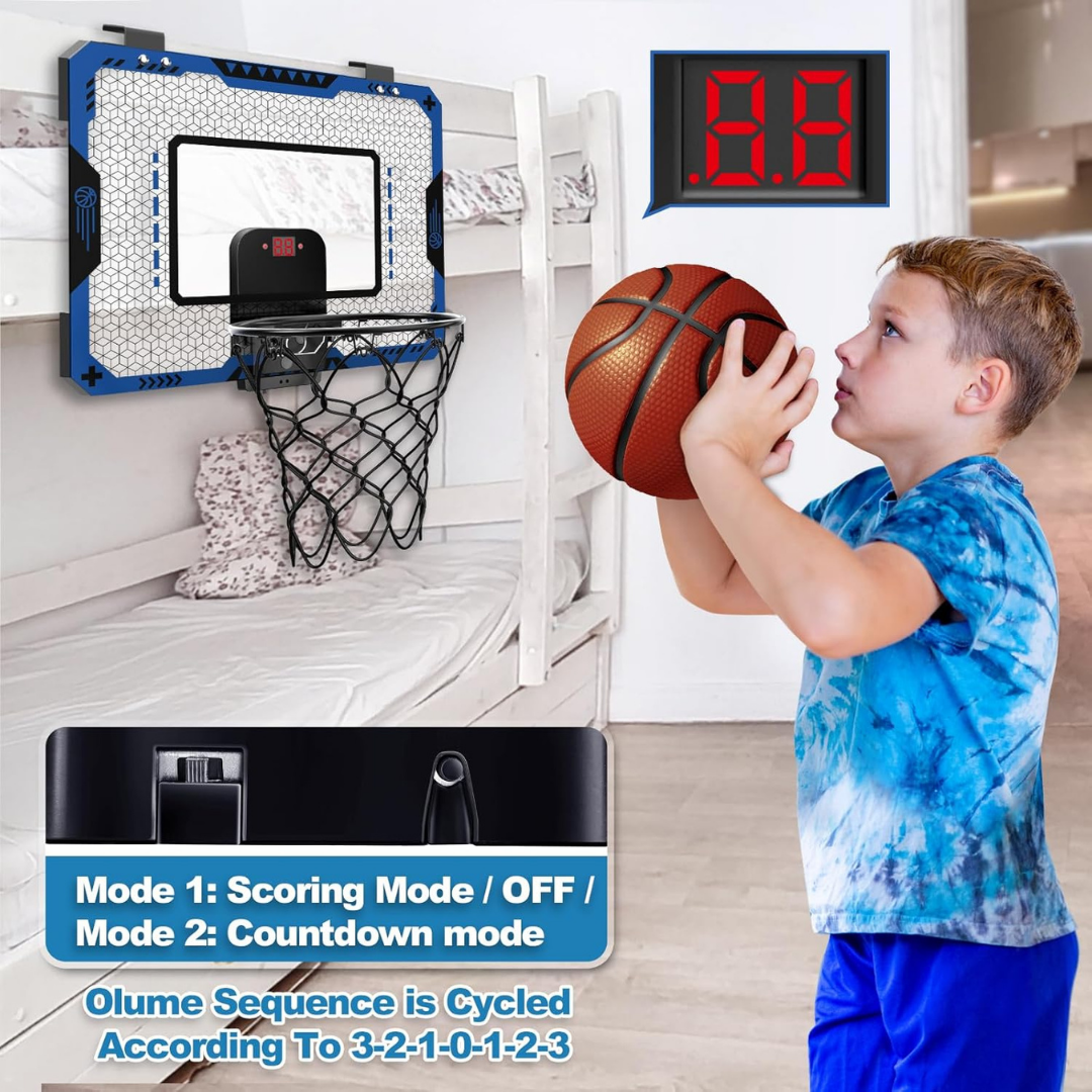 HOMERO Mini Indoor Door Mount Basketball Hoop Set with Electronic Scoreboard