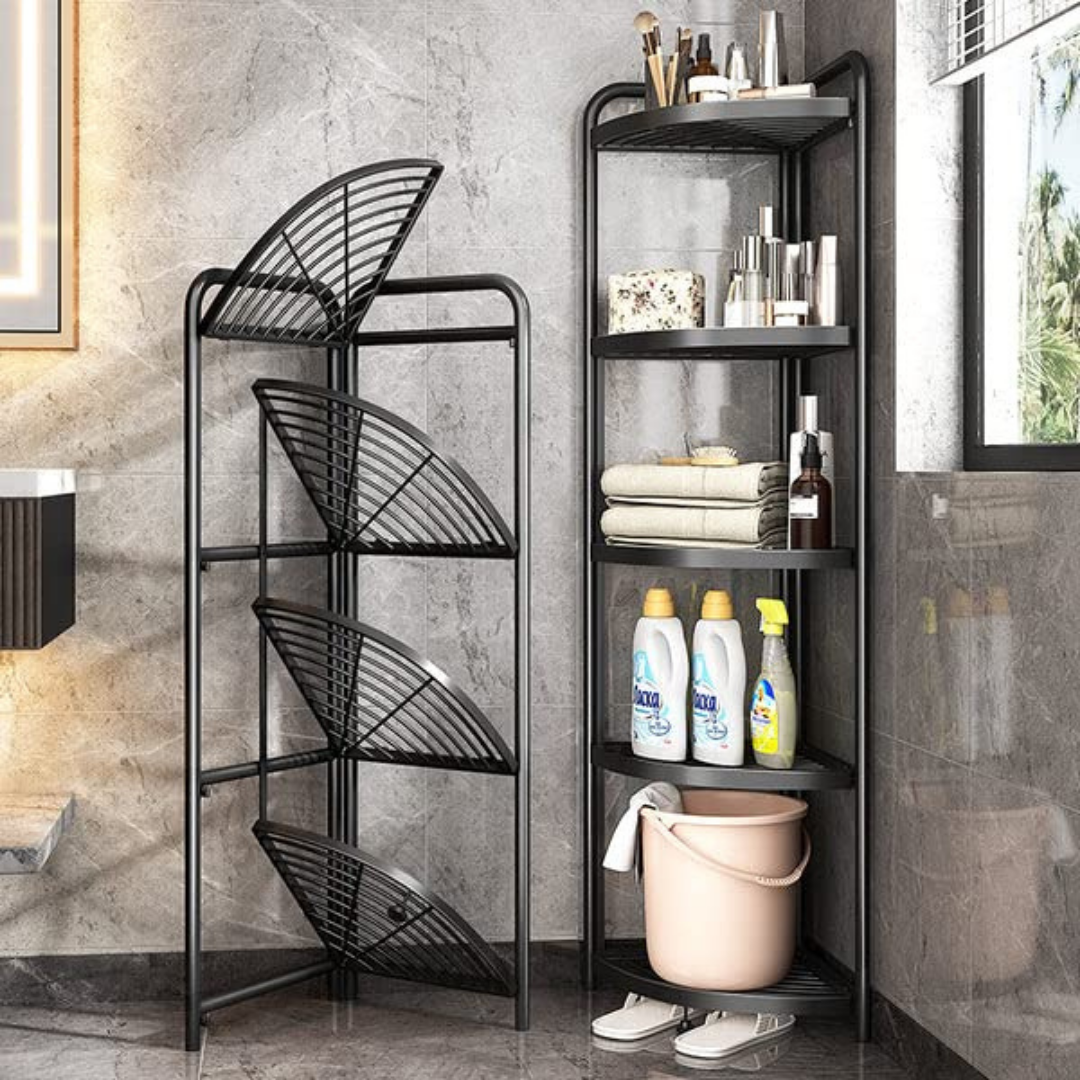 Homero Heavy-Duty Carbon Steel Multi-Purpose Space Saving Corner Shelf Rack