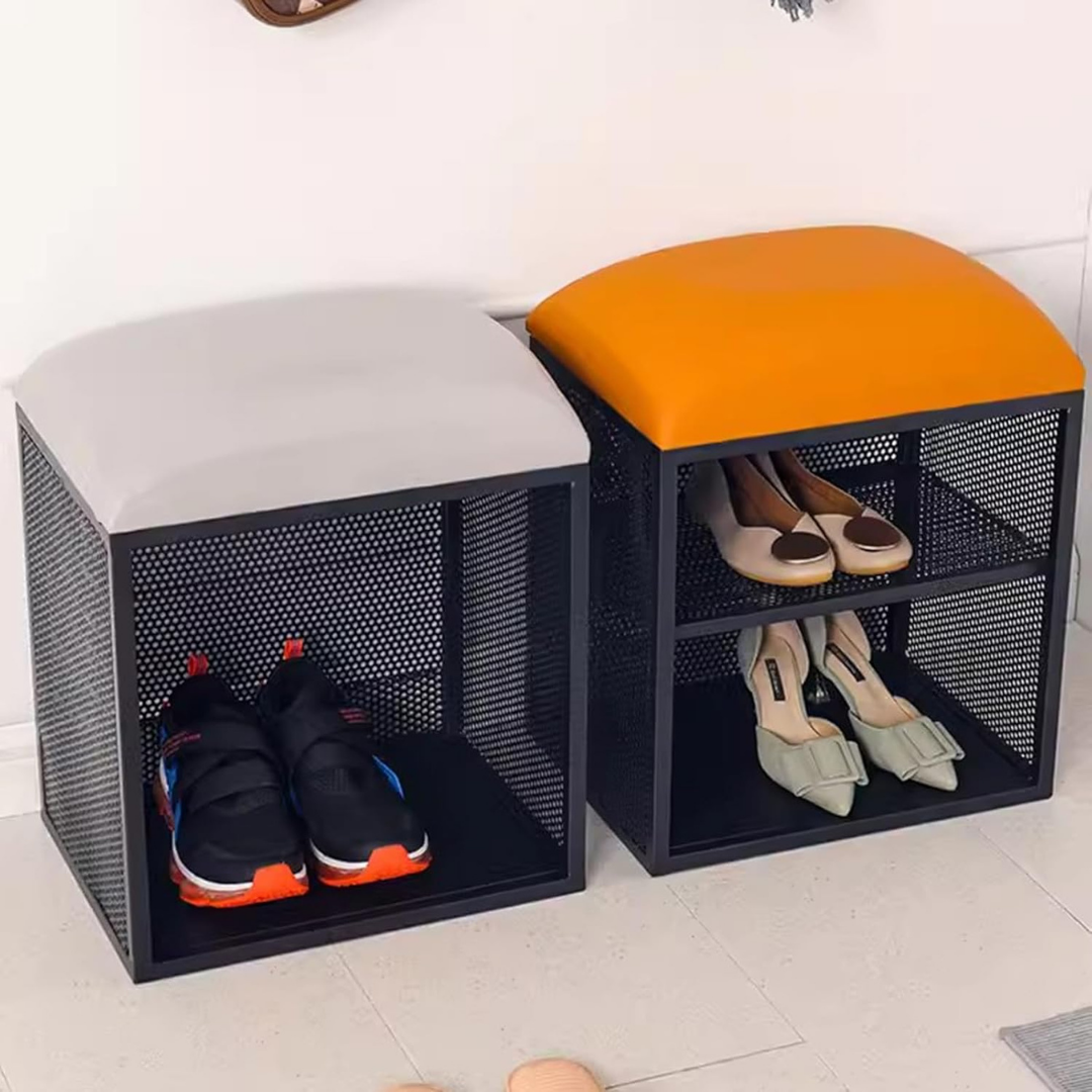 HOMERO Elegant PU Leather Shoe Storage Seating Bench