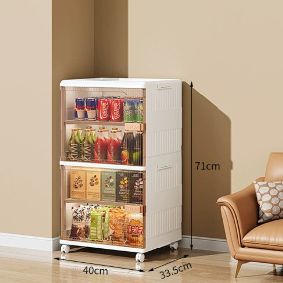 HOMERO Premium Multi-Folding Space-Saving Storage Cabinet with Transparent Door