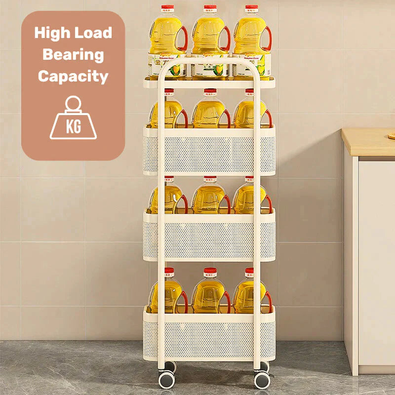 Homero Multipurpose 4-Layer High Quality Plastic Narrow Gap Storage Trolley