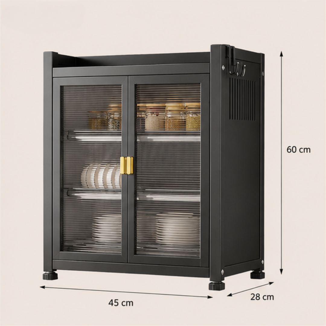 Premium Kitchen Storage Cabinet with Magnetic Doors and Adjustable Shelves