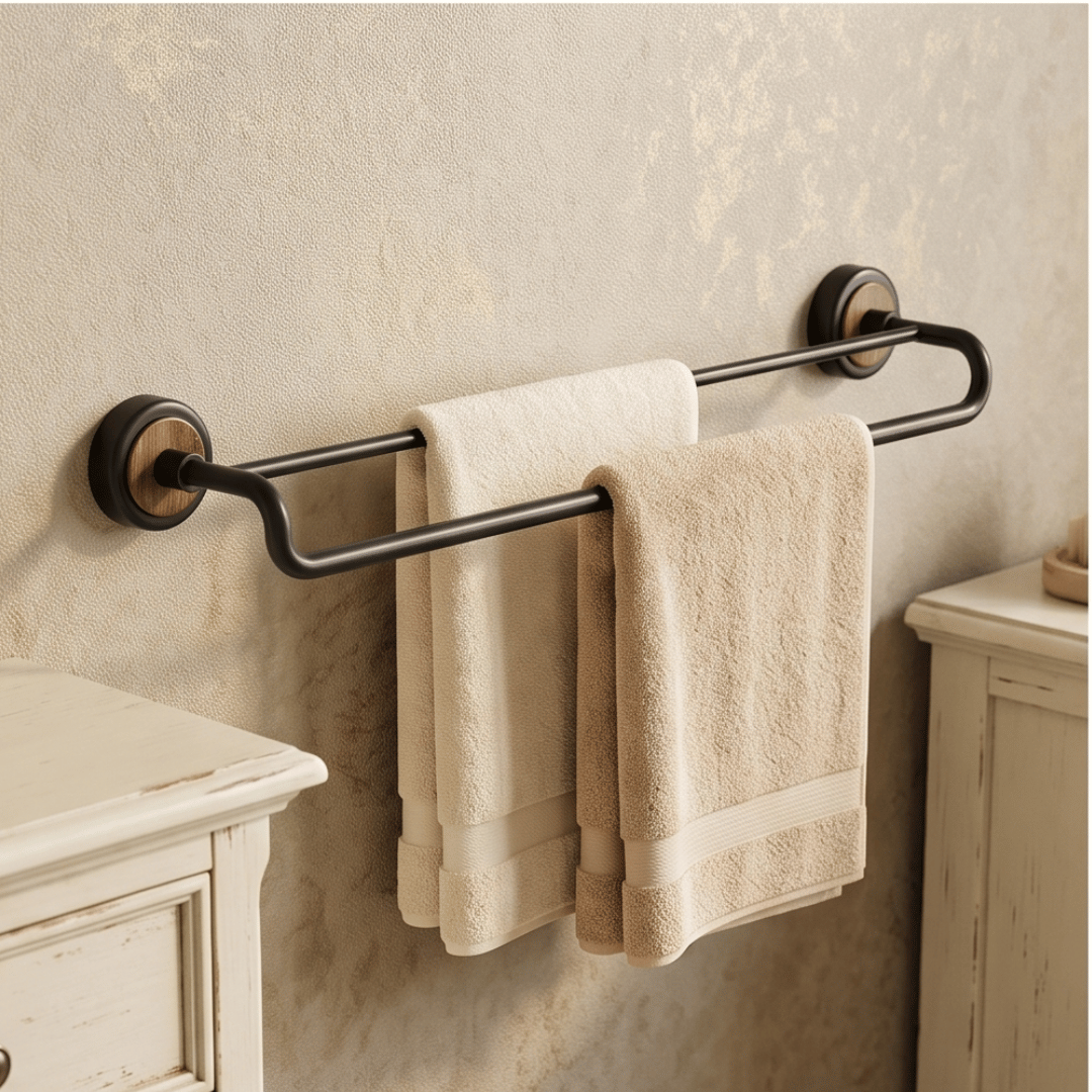 Premium Stainless Steel Suction Cup Double Rail Towel Rack
