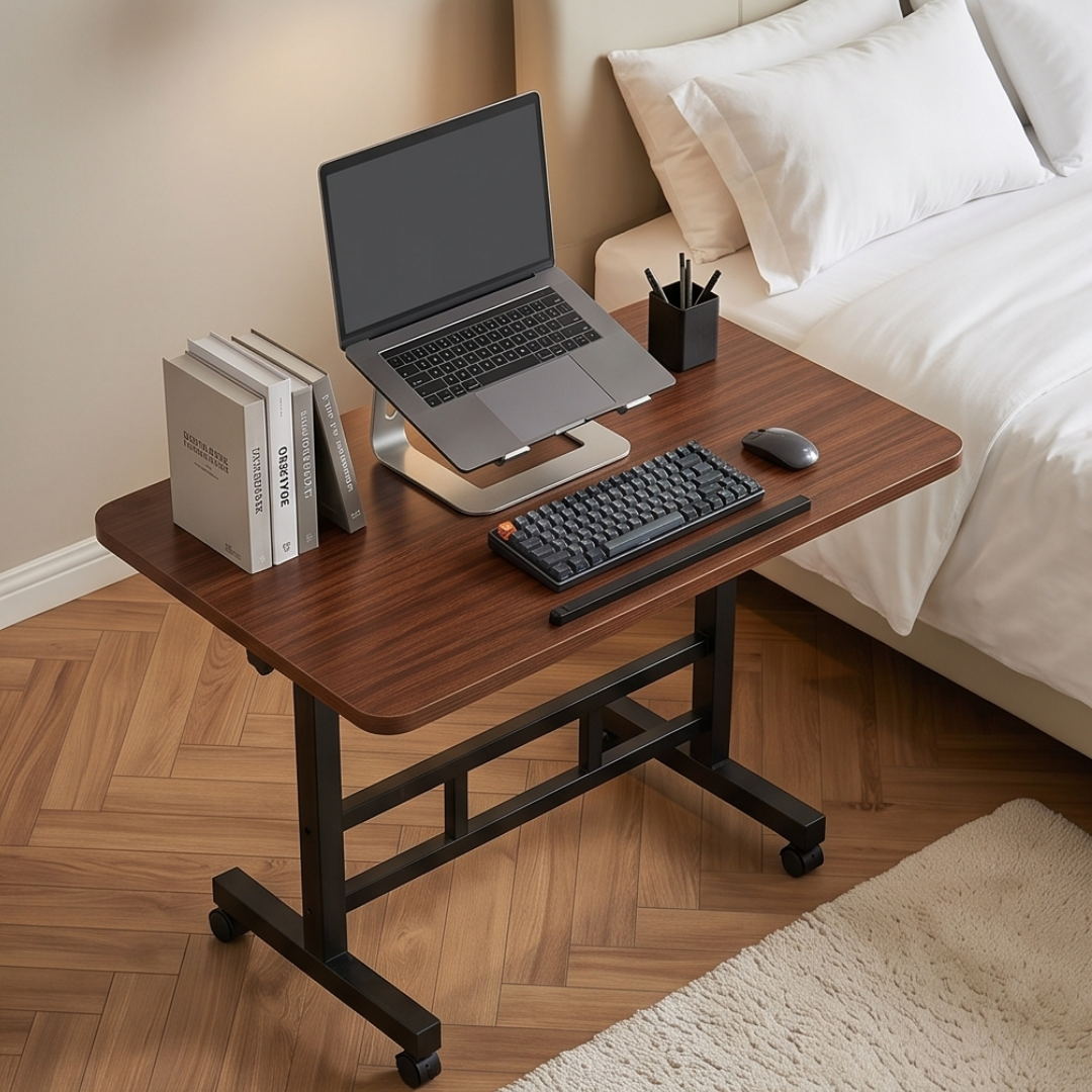 Multi-Use Height Adjustable Rolling Laptop Table with Wheels