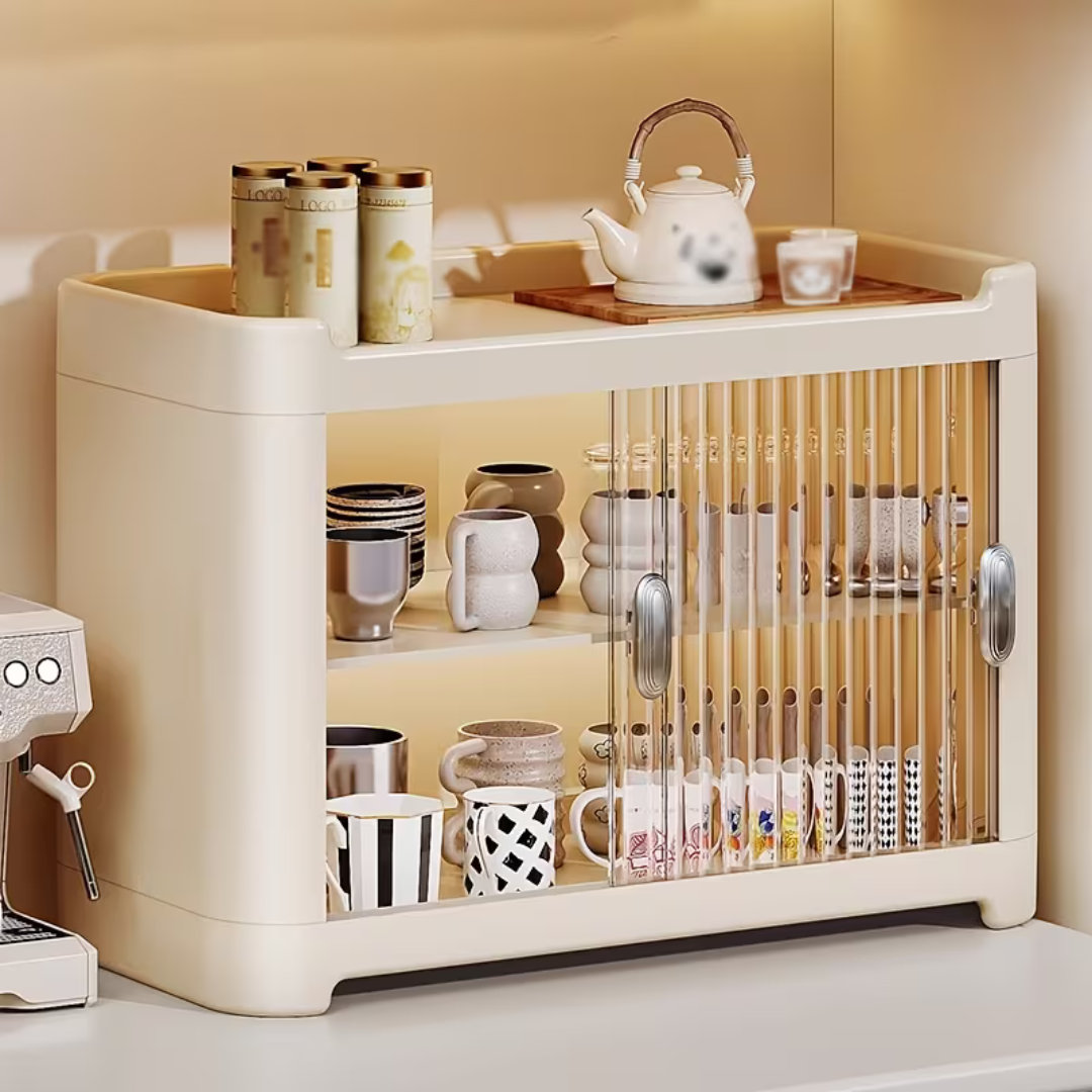Multi Purpose Storage Cabinet with Transparent Sliding Door