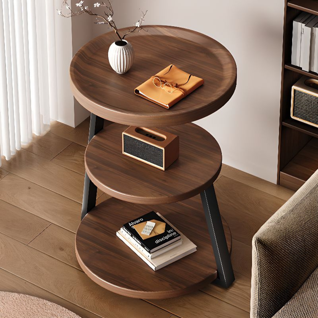 HOMERO Sepia Circular Reclaimed Classic Wood Table