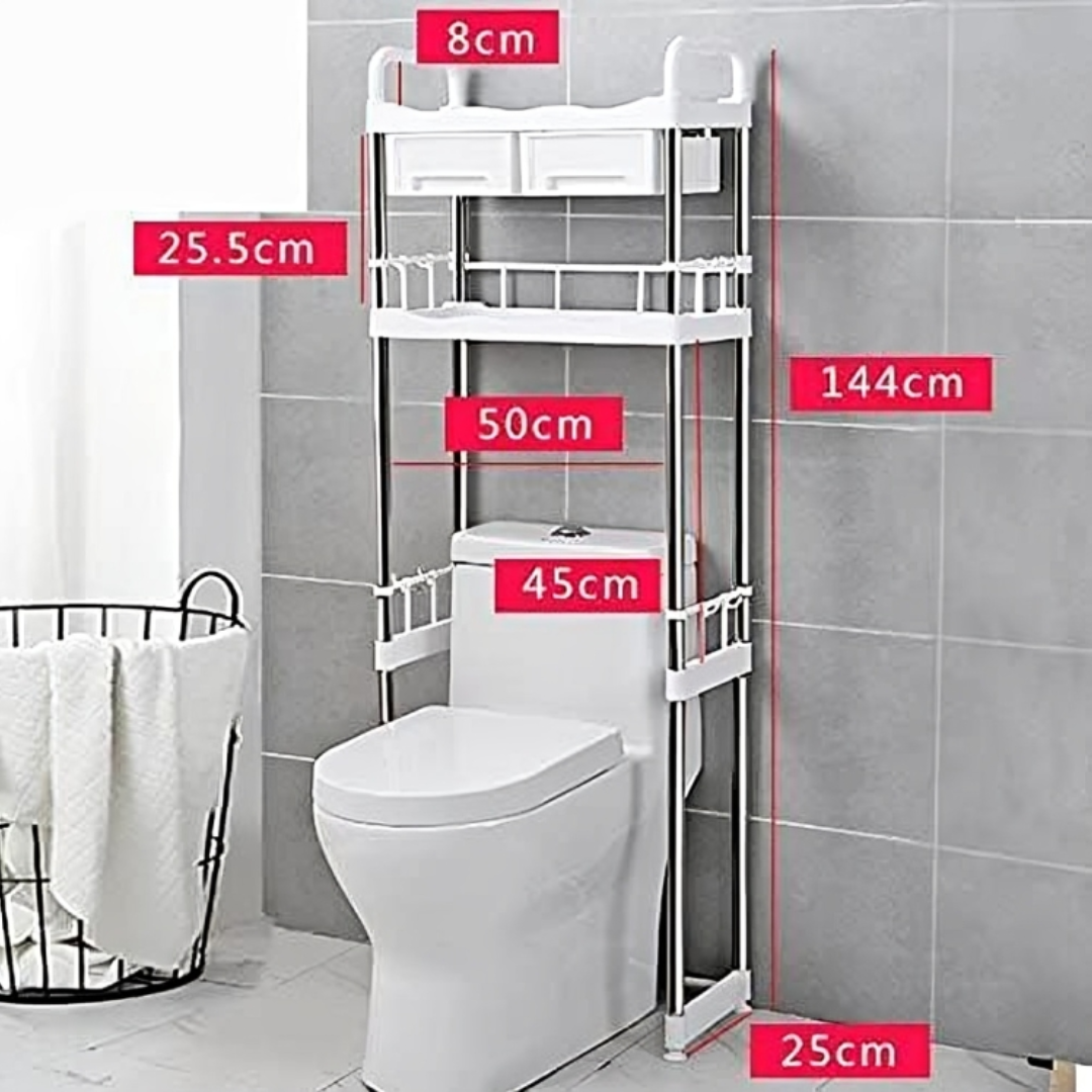 HOMERO Multi-layer Bathroom Over Toilet Storage Rack with Drawer Hooks