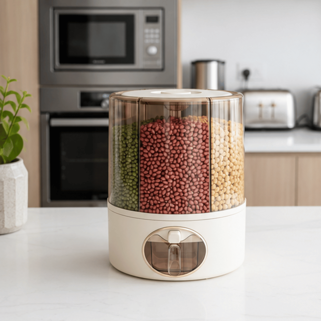 360° Rotating Six Section One Press Grain Storage Container