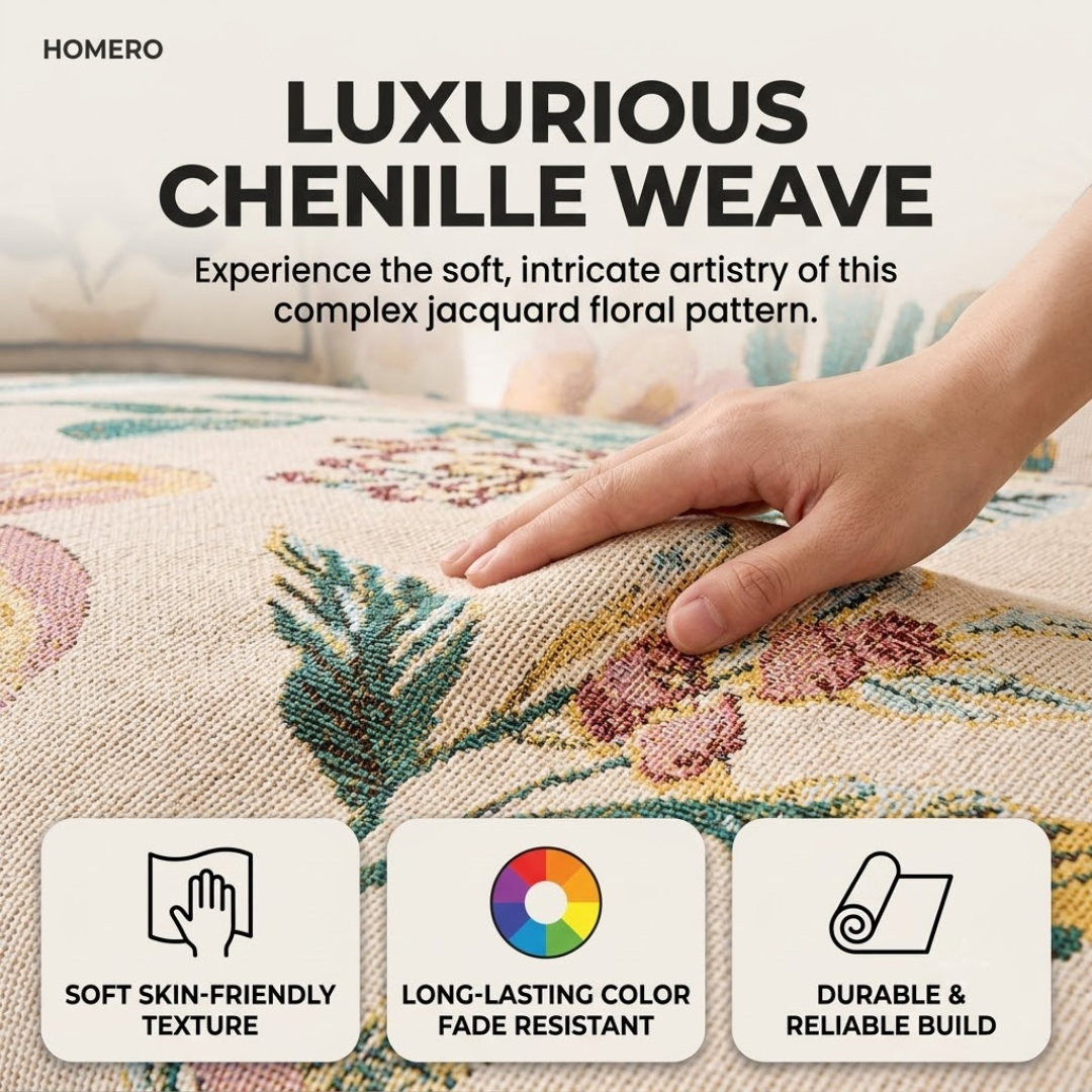 Premium Chenille Full Coverage Anti Slip Sofa Cushion Cover