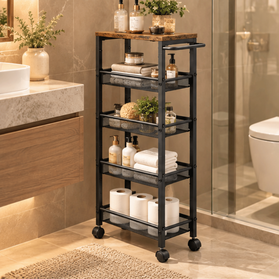 Space Saving Five Tier Mobile Storage Organizer with 360° Wheels