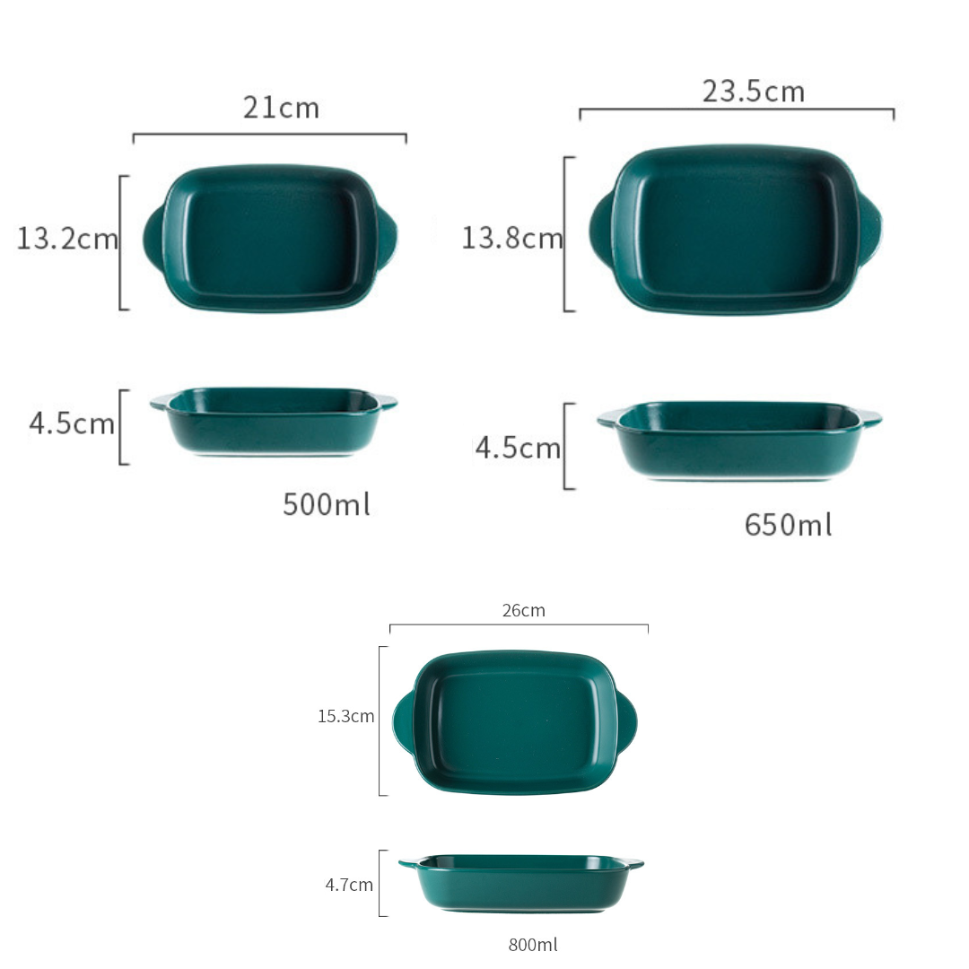 HOMERO Premium Ceramic Multi-Use Serving Tray with Dual Handles