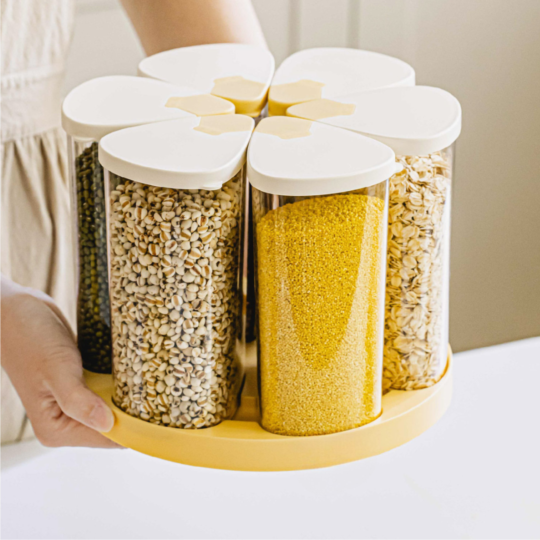 Homero 360 Degree Transparent Grain Storage Container with Rotating Base - 670ml Capacity
