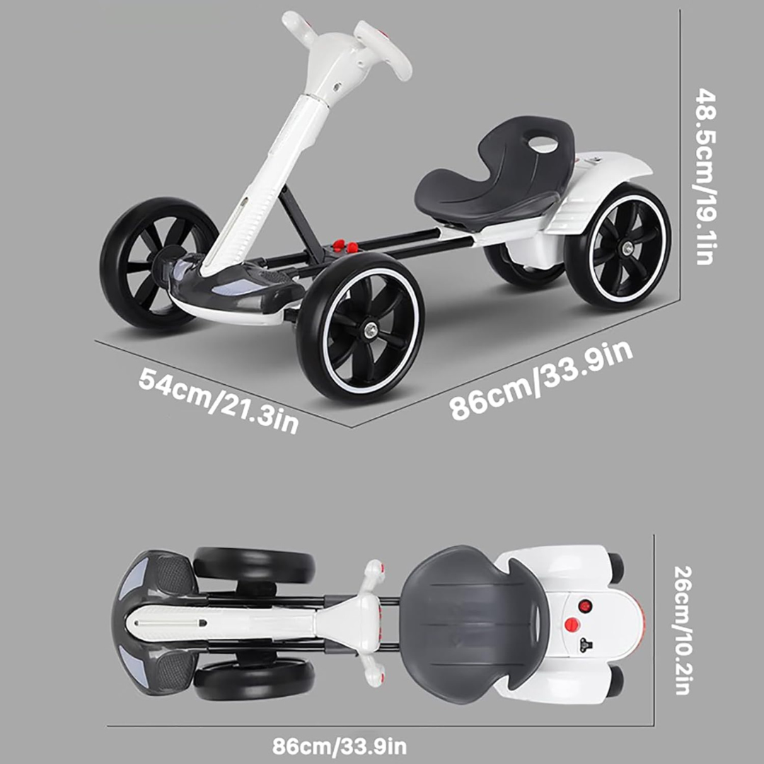 HOMERO Electric Ride-On Go Kart Folding Kids with Adjustable Seat and LED Lights